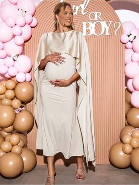 Elegant Cream Cape pregnancy Dress